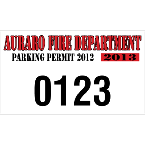 4.75" x 2.75" parking permit made of white vinyl.... from ASI 89910 Stouse, LLC