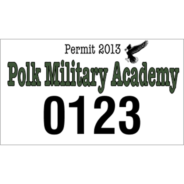 4.75" x 2.75" parking permit made of white vinyl.... from ASI 89910 Stouse, LLC