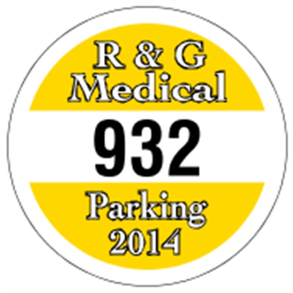 2.5" circle shaped parking permit made of white vinyl.... from ASI 89910 Stouse, LLC