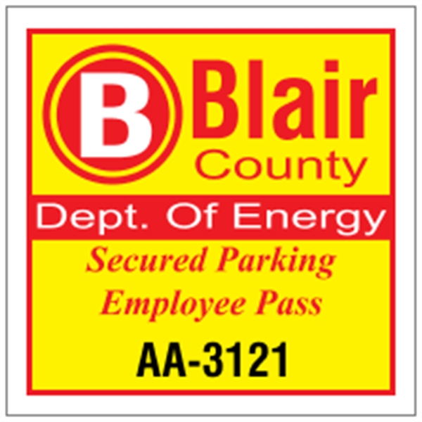 3" x 3" square shaped parking permit made of white vinyl.... from ASI 89910 Stouse, LLC