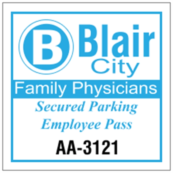 3" x 3" square shaped parking permit made of white vinyl.... from ASI 89910 Stouse, LLC
