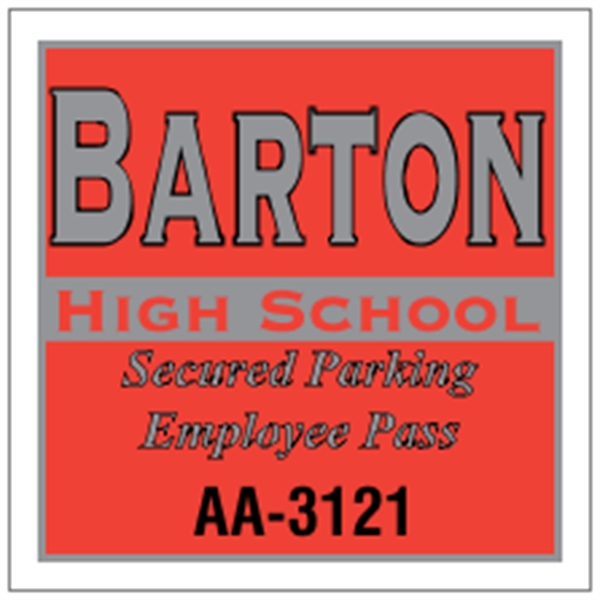 3" x 3" square shaped parking permit made of white vinyl.... from ASI 89910 Stouse, LLC