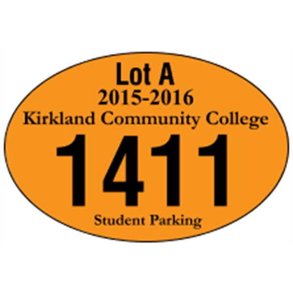 3" x 2" oval shaped parking permit made of white vinyl.... from ASI 89910 Stouse, LLC