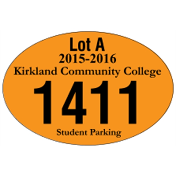 3" x 2" oval shaped parking permit made of white vinyl.... from ASI 89910 Stouse, LLC