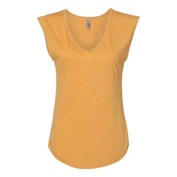 Women's poly-cotton blended sleeveless V-neck top with self-fabric bound armholes, modestly... from ASI 84358 S&S Activewear