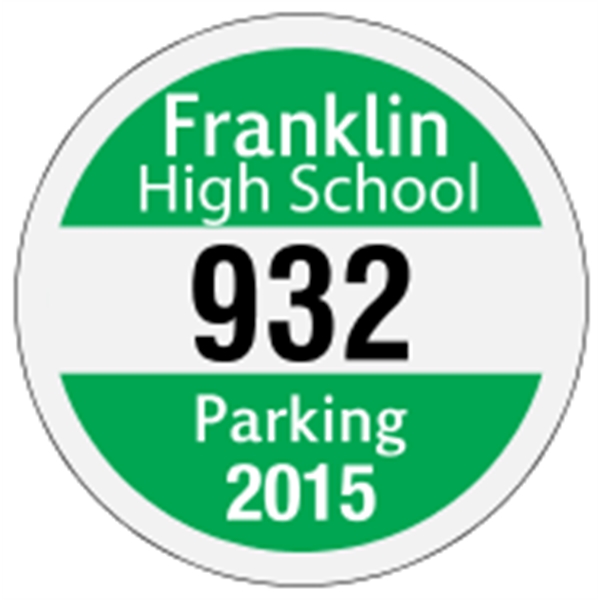 2.5" circle shaped parking permit made of white reflective material.... from ASI 89910 Stouse, LLC