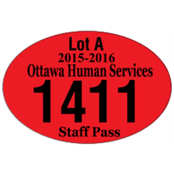 3" x 2" oval shaped parking permit made of white reflective... from ASI 89910 Stouse, LLC