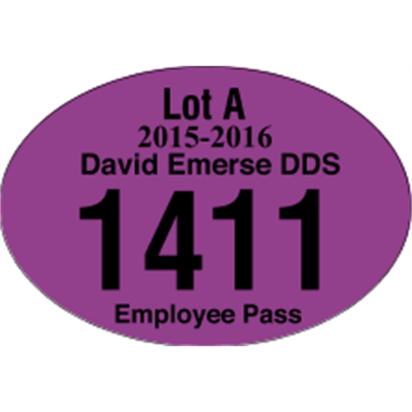 3" x 2" oval shaped parking permit made of white reflective... from ASI 89910 Stouse, LLC