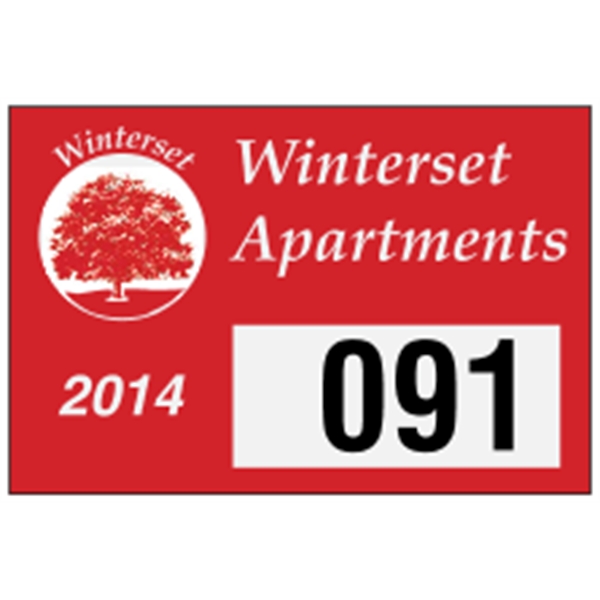 3" x 2" rectangle shaped parking permit made of white reflective... from ASI 89910 Stouse, LLC