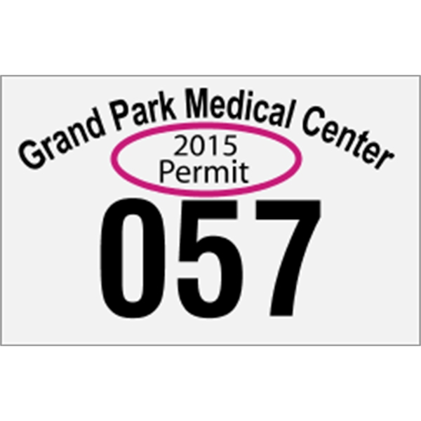 3.5" x 2.25" parking permit made of white reflective material.... from ASI 89910 Stouse, LLC