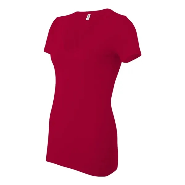 Women's jersey t-shirt with deep v-neck. Blank product.... from ASI 84358 S&S Activewear