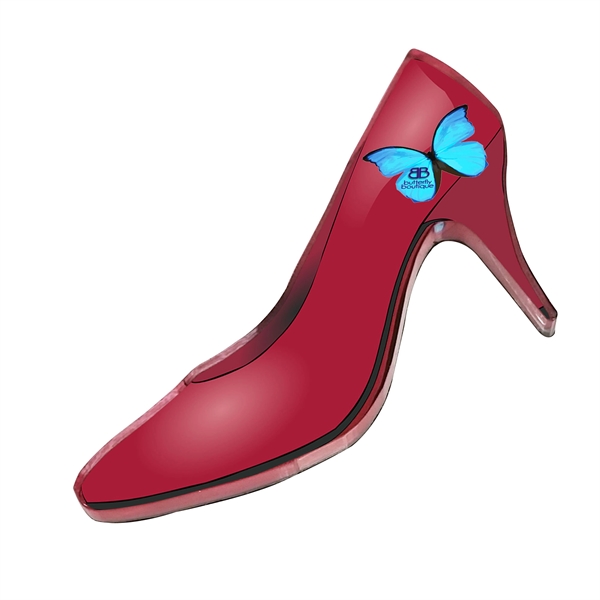 1/4" thick acrylic magnet with high heels shape and full color... from ASI 72521 Morris Magnets / Laser Cuts