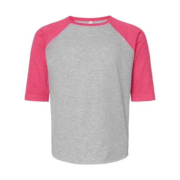 Youth size three quarter sleeve baseball t-shirt. Blank.... from ASI 84358 S&S Activewear