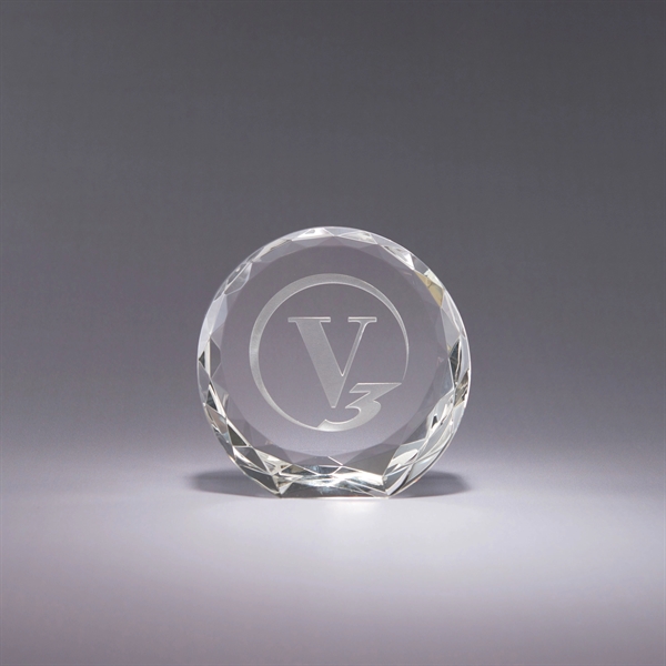 3.75" x 4" optic crystal paperweight with prism cuts encircling the... from ASI 62985 J. Charles