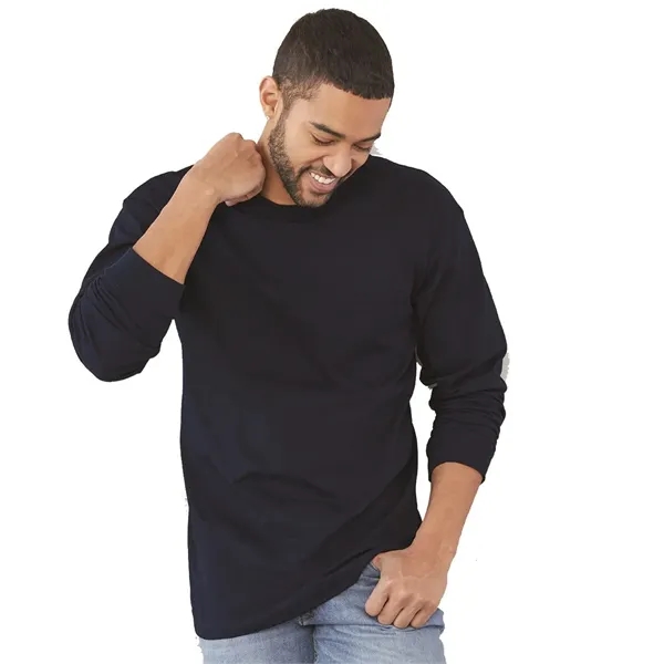 Adult USA made heavyweight 100% cotton long sleeve t-shirt with pocket.... from ASI 84358 S&S Activewear