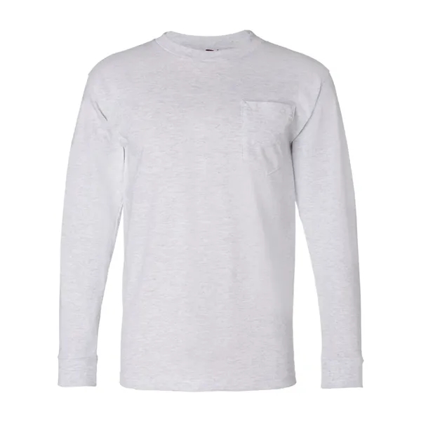 Adult USA made heavyweight 100% cotton long sleeve t-shirt with pocket.... from ASI 84358 S&S Activewear