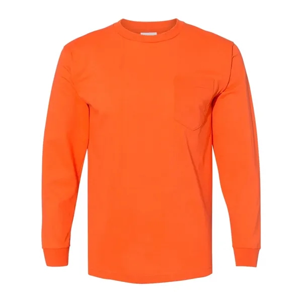 Adult USA made heavyweight 100% cotton long sleeve t-shirt with pocket.... from ASI 84358 S&S Activewear