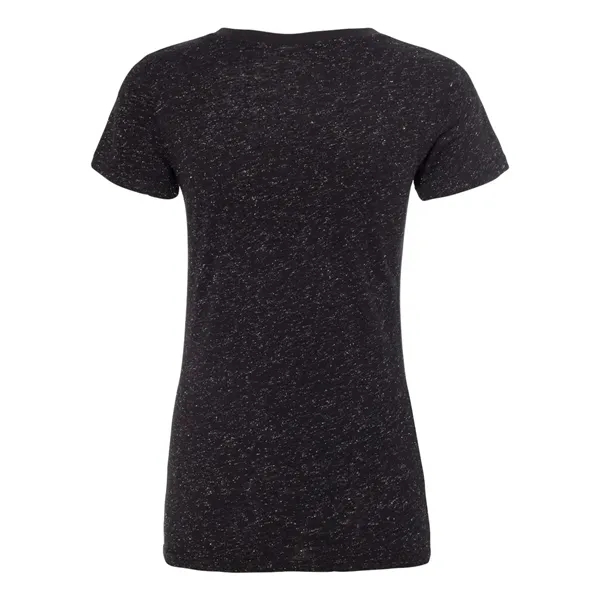Women's T-shirt with 1x1 rib-knit mitered V-neck collar and glitter knit... from ASI 84358 S&S Activewear