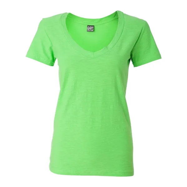 V-neck slub jersey t-shirt with self-fabric neck tape.... from ASI 84358 S&S Activewear