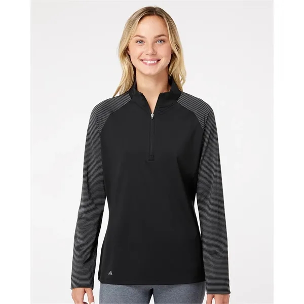 Adidas Women's Stripe Block Quarter-Zip Pullover... from ASI 84358 S&S Activewear
