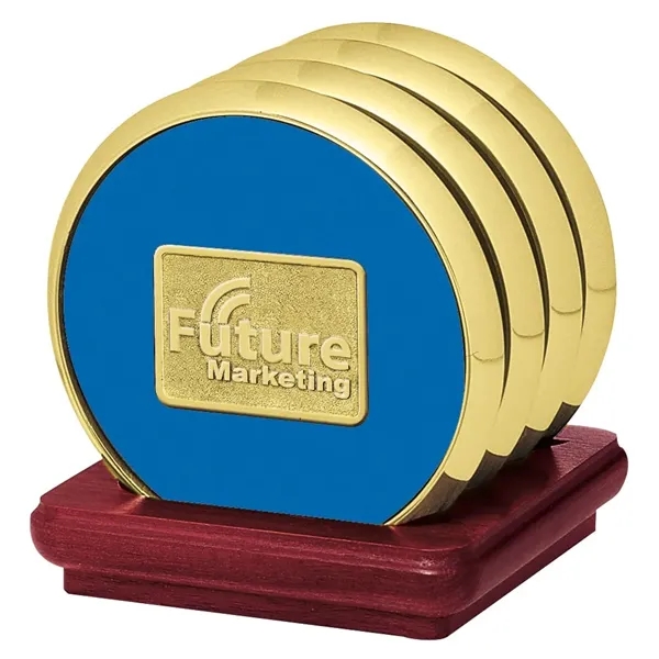 Four Coasters with Solid Cherry Stand... from ASI 40480 Koozie Group / Norwood