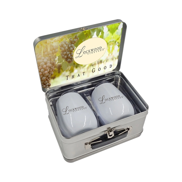 Retro-styled 8" x 6" x 4" lunchbox with pair of 4.5"... from ASI 90807 Tekweld