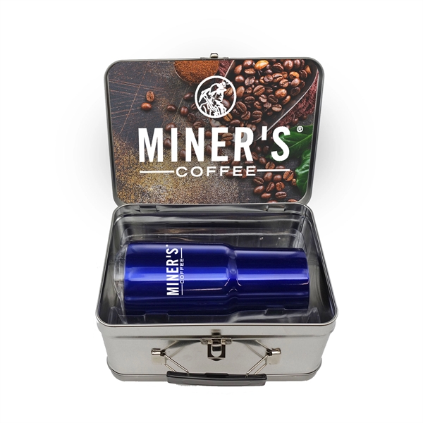 Retro-styled 8" x 6" lunchbox with 6.75" x 3.415" 20-ounce contoured... from ASI 90807 Tekweld