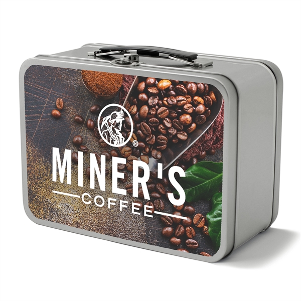 Retro-styled 8" x 6" lunchbox with 6.75" x 3.415" 20-ounce contoured... from ASI 90807 Tekweld