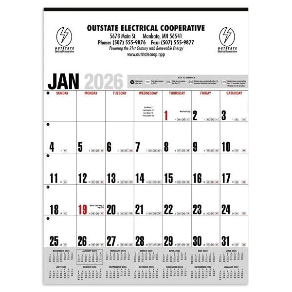 Yearly Record® Gray with Red Calendar... from ASI 40480 Koozie Group / HotLine®