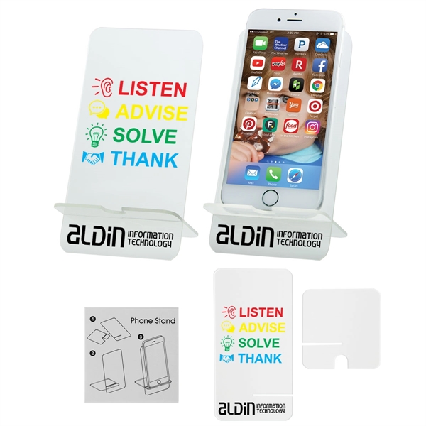 Two-piece acrylic phone stand, available with customized imprinting in two locations.... from ASI 62190 Illini