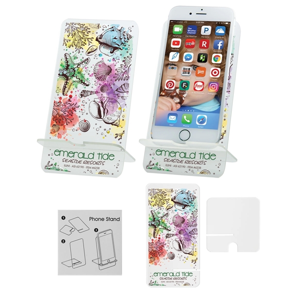 Two-piece acrylic phone stand, available with customized imprinting in two locations.... from ASI 62190 Illini