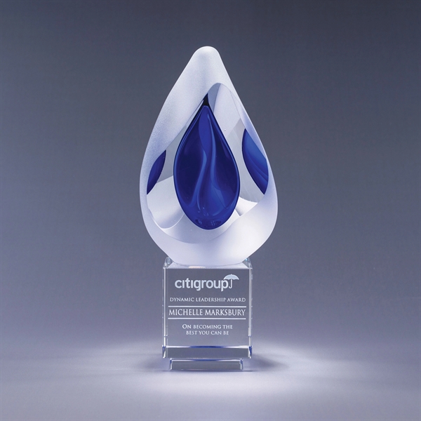 Art glass award with optic crystal base, two size options, gift... from ASI 62985 J. Charles / J. Charles