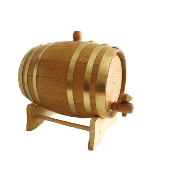 2 liter oak wood barrel with brass hoops, stand, spigot, bung... from ASI 92531 Unique Custom Products / UCP