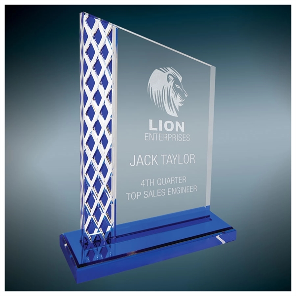 4.5" x 6.5" blue diamond ice award made of acrylic with... from ASI 92531 Unique Custom Products / UCP