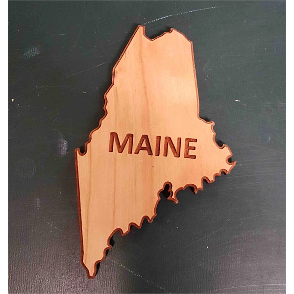 2" hardwood magnets featuring the shape of the State of Maine;... from ASI 92531 Unique Custom Products / UCP