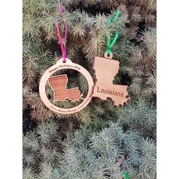 3.5" solid hardwood ornament featuring the shape of the State of... from ASI 92531 Unique Custom Products / UCP