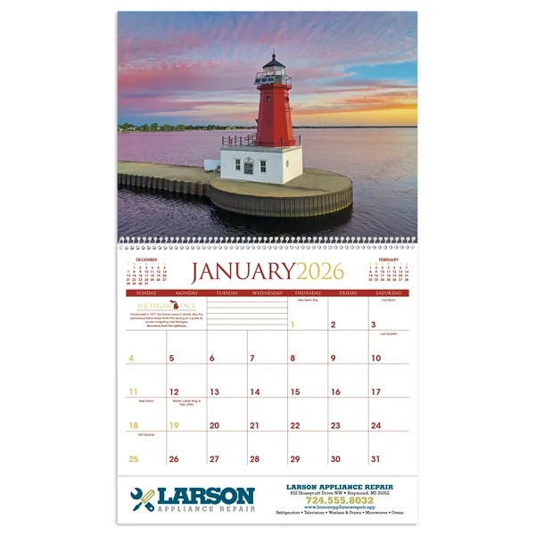 11 x 19 2024 Michigan calendar on 70# glossy paper with... from ASI 40480 Koozie Group / Norwood Triumph Calendar