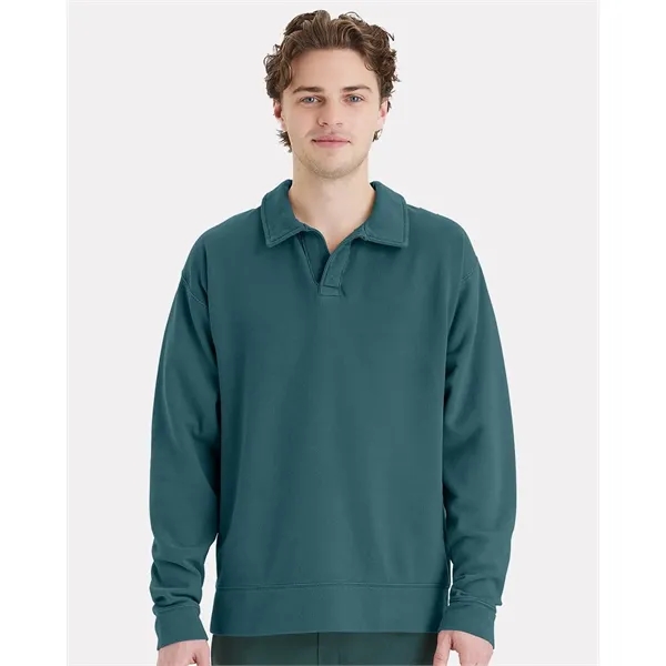 ComfortWash by Hanes Garment-Dyed Polo Collar Sweatshirt... from ASI 84358 S&S Activewear