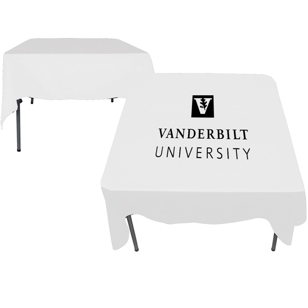 58" x 58" 65/35 polyester-cotton twill blend square table cover with... from ASI 61966 HPG / Beacon Promotions
