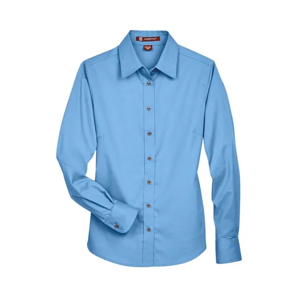 Harriton Women's Easy Blend™ Long-Sleeve Twill Shirt with...... from ASI 84358 S&S Activewear