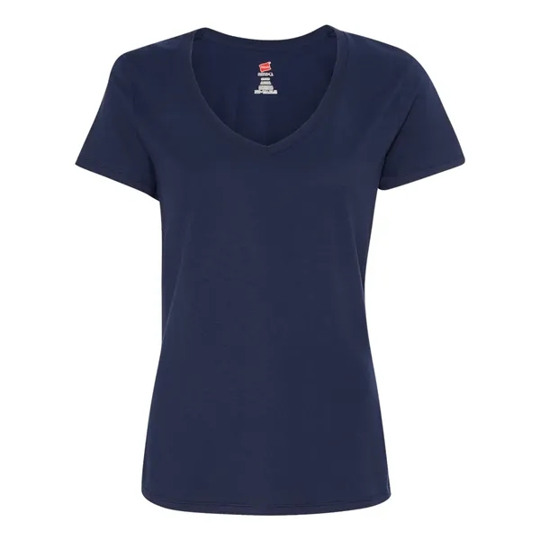 Women's V-neck T-shirt made of cotton/polyester with contoured, side-seamed feminine fit.... from ASI 84358 S&S Activewear