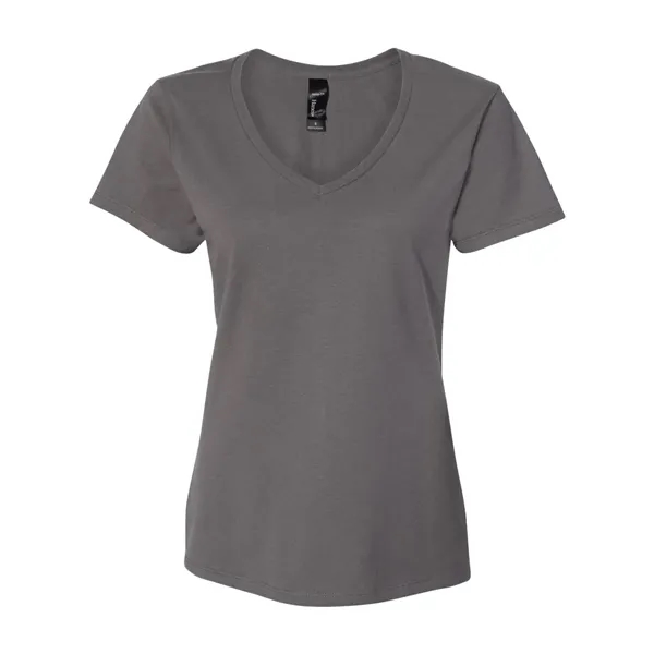 Women's V-neck T-shirt made of cotton/polyester with contoured, side-seamed feminine fit.... from ASI 84358 S&S Activewear