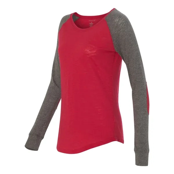 Women's T-shirt made of cotton/polyester slub jersey with contrast elbow patches... from ASI 84358 S&S Activewear