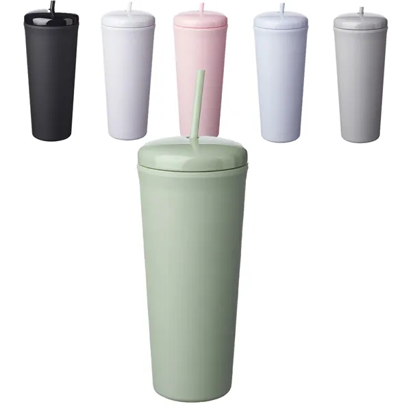 25 oz. double plastic tumbler with rubberized finish and a dome... from ASI 37218 Athena Promo (tm)