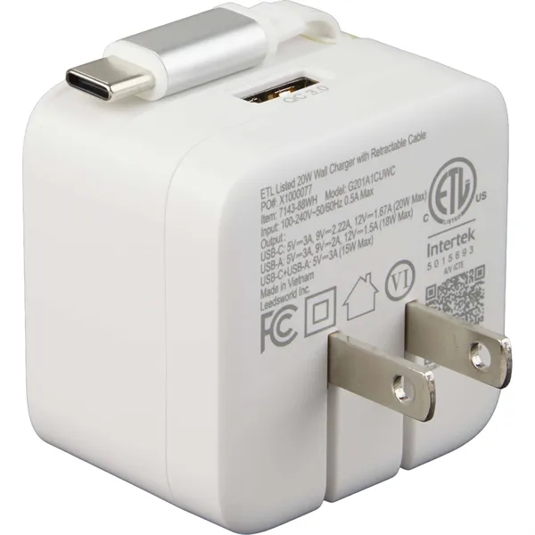 ETL Listed 20W Wall Charger with Retractable Cable... from ASI 66887 PCNA / Leeds