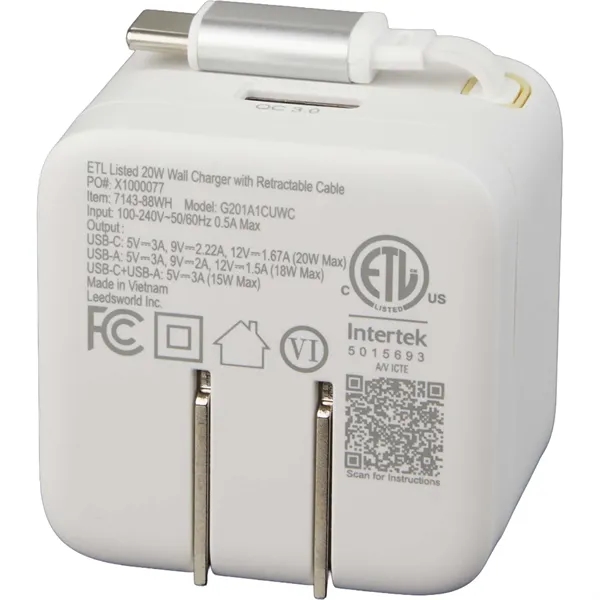 ETL Listed 20W Wall Charger with Retractable Cable... from ASI 66887 PCNA / Leeds