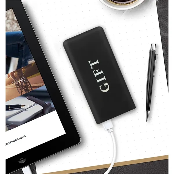 5.5" x 2.6" x .3" ABS rubber finished 5000mAh slim powerbank... from ASI 37218 Athena Promo (tm)