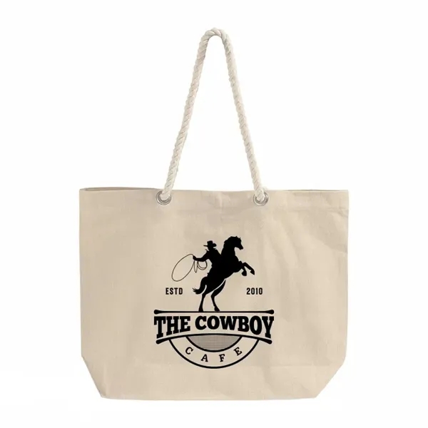 Canvas beach tote with rope handles and zip pocket. Ideal for... from ASI 67557 LimeLight Ent