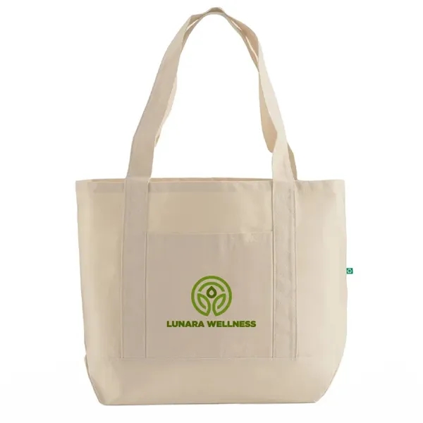 Eco-friendly recycled cotton tote with front pocket and wide handles. Ideal... from ASI 67557 LimeLight Ent