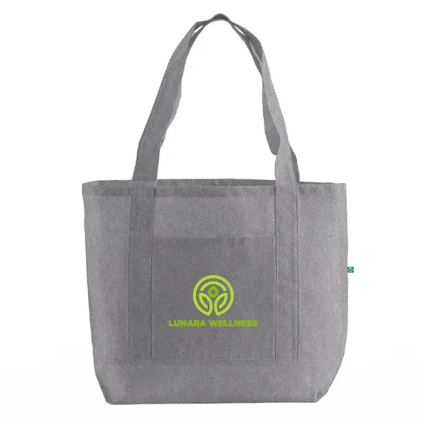 Eco-friendly recycled cotton tote with front pocket and wide handles. Ideal... from ASI 67557 LimeLight Ent
